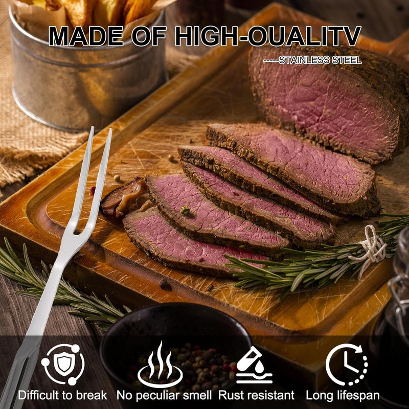 MVVM 2 Pcs Carving Fork, Meat Cooking Utensil, Kitchen Forks 2 Prong, Long Handle Fork, Granny Fork, Anti-Rust, Heat-Resistant For Grill, Cooking And Serving - Image 3